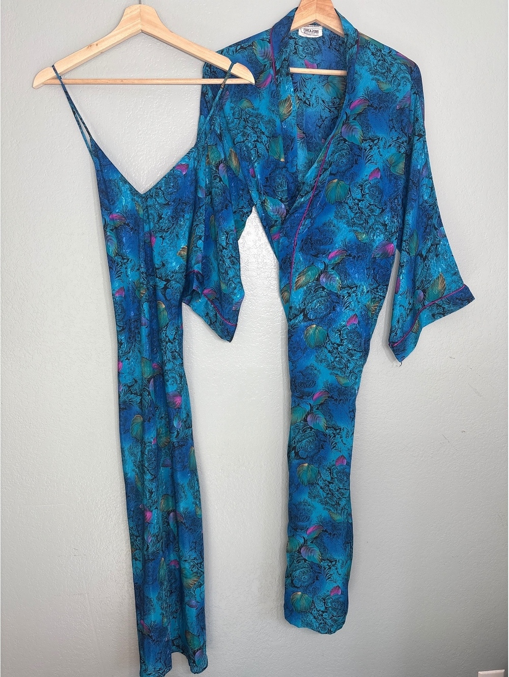 Vintage circa 2000 matching slip & robe set Y2K whimsygoth coquette set